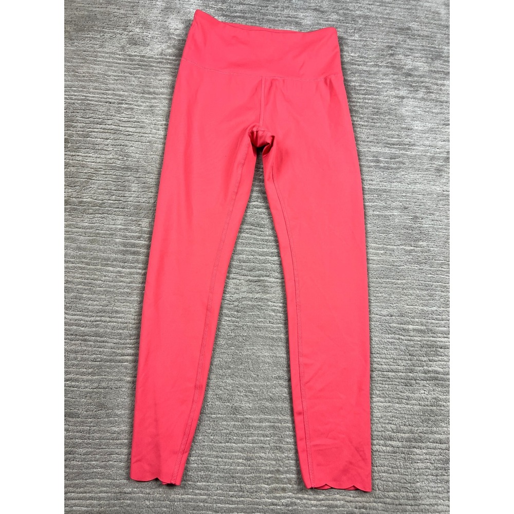 Ellie Womens High Rise Scalloped Hem Leggings Coral Pink Size S Activewear‎